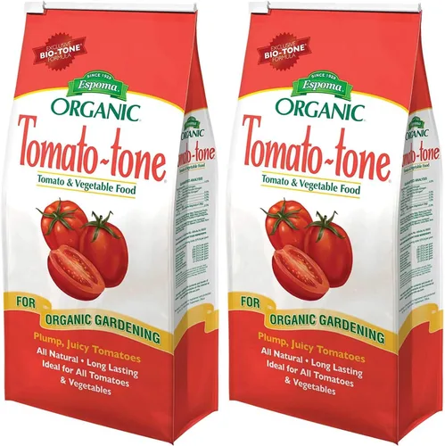 Espoma Tomato-Tone Fertilizante orgánico – Paquete de 2, bolsa de 4 libras cada una, perfecto para tomates, evita la pudrición del extremo de la