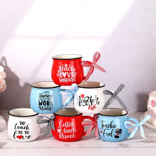 Miniatura 2 de Zubebe 6 piezas de regalos de agradecimiento para profesores, tazas de cerámica para maestros, tazas de café de agradecimiento, regalos