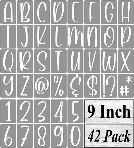 Miniatura 17 de Plantillas de letras del alfabeto de 4 pulgadas para pintar, paquete de 42 plantillas de letras y números con letreros para pintar sobre madera