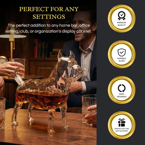 Miniatura 4 de French Bulldog & Pug - Decantador de whisky (16.9 fl oz) Jarra de vino, escocés y licor en forma de animal de primera calidad Utensilios de bar