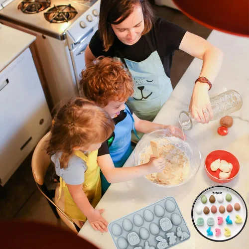 Miniatura 6 de Paquete de 2 moldes de chocolate para gomitas de Pascua, 18 cavidades, huevo, conejo, dulces, bandeja para hornear pastel de chocolate, postre