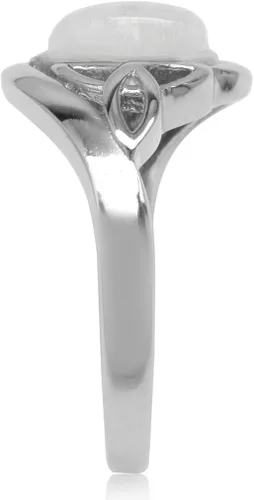 Miniatura 3 de Silvershake Genuine Pear Shape Cabochon Stone White Gold Plated 925 Sterling Silver Triquetra Trinity Celtic Knot Right Hand Ring Jewelry for Womwn