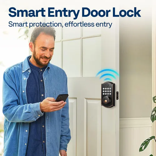 Miniatura 2 de VIVOHOME Cerradura de puerta de entrada sin llave con huella digital, cerrojo electrónico con teclado para puerta delantera, bloqueo automático, 2