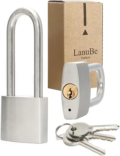 Miniatura 13 de LanuBe Candados de acero inoxidable 304 con igual llave para uso en exteriores, candado para vaso de pines, cuerpo de 2 pulgadas de ancho, grillete