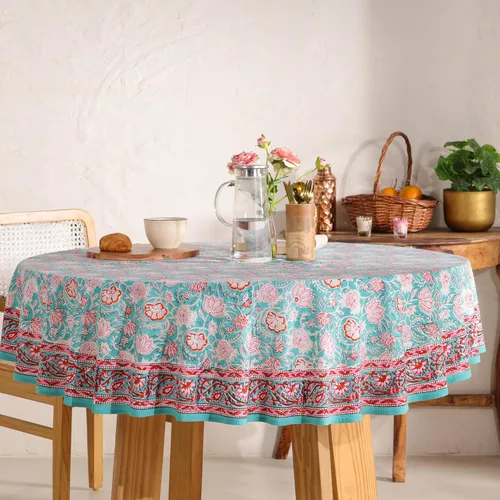 Miniatura 26 de Funda de mesa impresa a mano con diseño exquisito, tela de algodón premium, perfecta para comedor y decoración, mantel de mesa