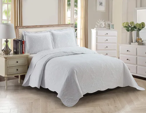 Miniatura 7 de Kids Zone Home Collection - Juego de colcha grande en relieve elegante, color liso, peso ligero, nuevo #Stacy (Beige, Twin)