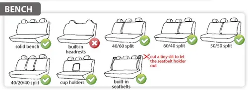 Miniatura 3 de FH Group Funda para asiento trasero de automóvil, tela gris, asiento trasero de ajuste universal con banco trasero dividido, protector de asiento