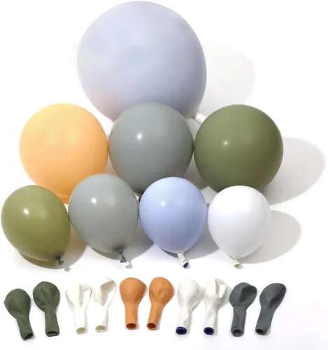 Miniatura 7 de Guirnalda de Globos Verde Azul Polvoriento – Globos de Doble Relleno Azul Bebé Verde Salvia Blanco Nude para Kit de Arco de Globos de Oso – Perfecto