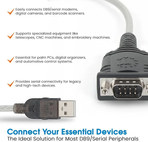 Miniatura 6 de Manhattan El convertidor USB a serie conecta un dispositivo serie a un puerto USB (205146) Adaptador serie USB-A a DB9 RS232 con cable de 18
