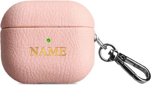 Miniatura 10 de Funda de cuero con iniciales personalizadas para Apple Airpods 3 2021, funda vegana de lujo con llavero con nombre personalizado en relieve y letras