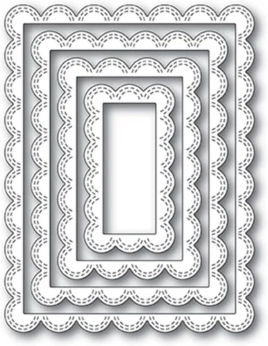 Miniatura 6 de hinana Juego de 4 troqueles de metal con marco rectangular, diseño festoneado cosido de anidación, plantillas cortadas para manualidades, álbumes