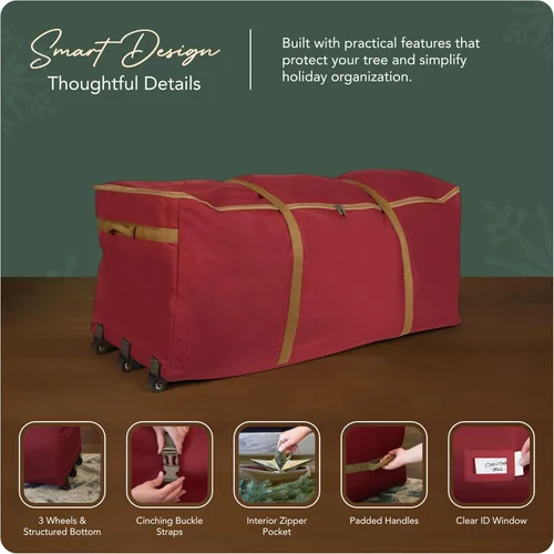 Miniatura 4 de Covermates Keepsakes Bolsa con Cincha y Ruedas para Árbol de Navidad – Almacenamiento Navideño de Poliéster Resistente con Ruedas, Asas Reforzadas