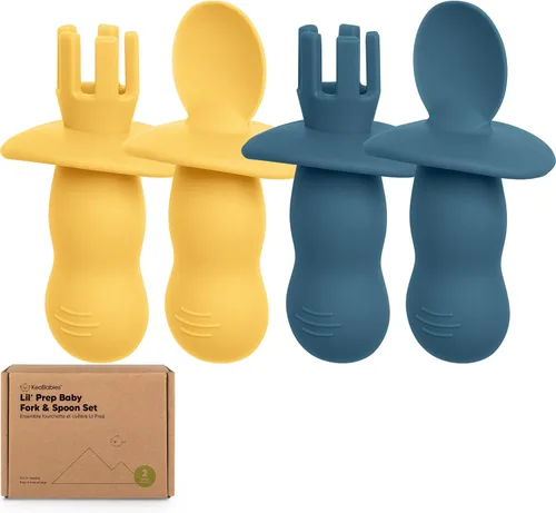 Miniatura 11 de KeaBabies Juego de 4 cucharas y tenedores de silicona para bebés - Utensilios para destete con luz LED para bebés de 6 a 12 meses, cuchara y tenedor