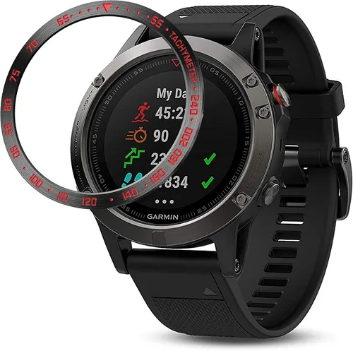 Miniatura 6 de Anillo de bisel de acero inoxidable compatible con Garmin Fenix 5/5 Plus, cubierta adhesiva antiarañazos y protector de colisiones para accesorio