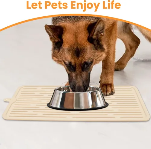 Miniatura 3 de Ptlom Mantel individual para mascotas para perros y gatos, antideslizante, impermeable, tapete de alimentación para perros que evita el Beige