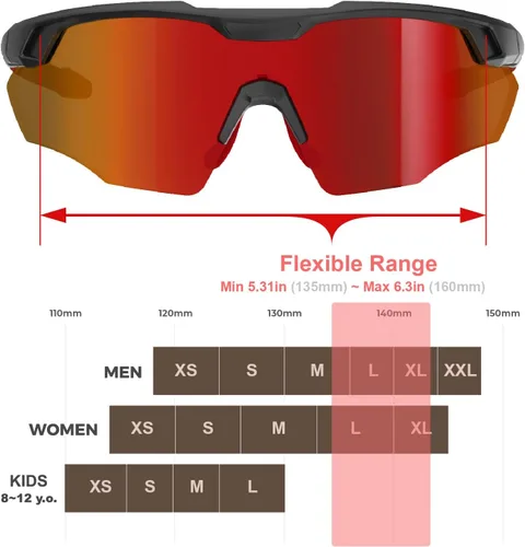 Miniatura 7 de Gafas de sol deportivas XL para hombres, béisbol, correr, ciclismo, voleibol, MTB, regalos de recreación al aire libre.