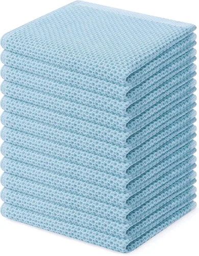 Miniatura 290 de Homaxy Paños de cocina de 100% algodón con tejido de gofre, ultra suaves, absorbentes, de secado rápido, 12 x 12 pulgadas, paquete de 6, amarillo