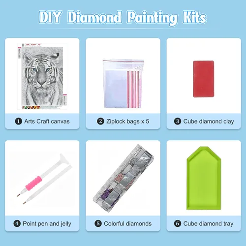 Miniatura 6 de NAIMOER Kits de arte de diamantes de tigre para adultos, arte de diamantes 5D, kit de arte de tigre, animales de perforación completa, kits de arte