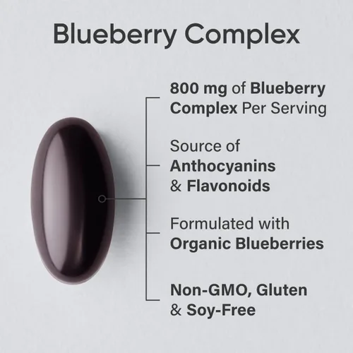 Miniatura 2 de Concentrado de arándano salvaje - Hecho de bayas orgánicas Sin OGM y sin gluten - Lleno de antioxidantes y fitonutrientes 60 Cápsulas blandas