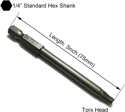 Miniatura 4 de YDLQWCZ Broca Torx de seguridad, 11 piezas de vástago hexagonal de 1/4 de pulgada T6 T7 T8 T9 T10 T15 T20 T25 T27 T30 T40 3 pulgadas de longitud S2