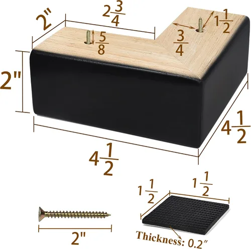 Miniatura 2 de Patas de madera maciza para muebles, elevadores de cama en forma de L, patas de muebles para sofá, sillón, cómoda, gabinete, mesa, pies de sofá