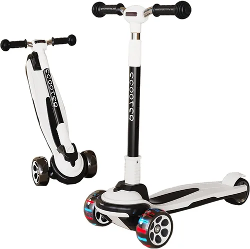 Patinete plegable para niños de 3 a 12 años, 5 alturas ajustables con 3 ruedas de luz LED, actividades al aire libre para niños y niñas, carga Negro