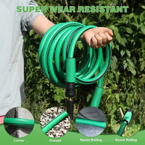 Miniatura 6 de AIODE Manguera de jardín de 5/8 pulgadas x 15 pies, manguera de agua resistente, súper flexible, para todo tipo de clima, equipo de riego de césped