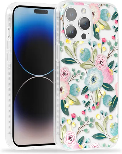 Miniatura 34 de SCORPIFY Funda para iPhone 15 Pro Max con diseño floral de Nemophila azul, bonita funda transparente para teléfono para mujeres y niñas