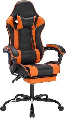 Gaming Chair, Home Office Computer Chair, Ergonomic Executive Swivel Rolling Chair with Footrest Comfortable Headrest and Lumbar Support for Back