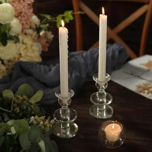 Miniatura 8 de Efavormart Paquete de 5 Velas cónicas de mecha acanalada sin perfume de 9" blancas premium, velas altas de cera acanaladas para cena Blanco
