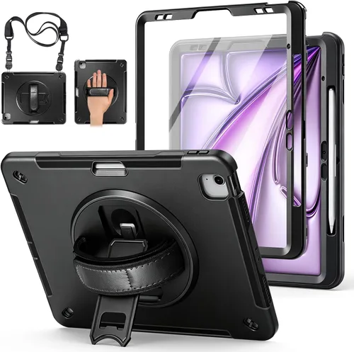 Miniatura 13 de Funda para iPad Pro 11 M5 2025/M4 2024: Funda protectora para iPad Pro de 11 pulgadas 5ª generación con protector de pantalla, soporte, asa y correa