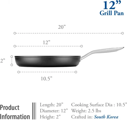Miniatura 6 de TECHEF - Onyx Collection, sartén de 12 pulgadas para estufa, sartén antiadherente para cocina de interior, sin PFOA, aluminio resistente, fabricado
