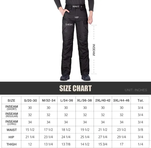 Miniatura 6 de FREE SOLDIER - Pantalones impermeables para hombre, con aislamiento de nieve, bolsillos con cierre de cremallera, para esquí, snowboarding, invierno