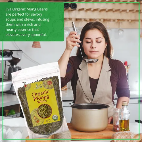 Miniatura 6 de Jiva Organics Frijoles de Mung Orgánicos Enteros 4 LB Bolsa GRANDE - Frijol Verde de Mung