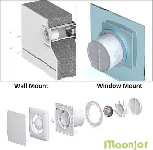 Miniatura 4 de Extractor de pared de 4 pulgadas, 50CFM silencioso para montaje en pared para cocina, baño, taller, garaje (cable ETL)