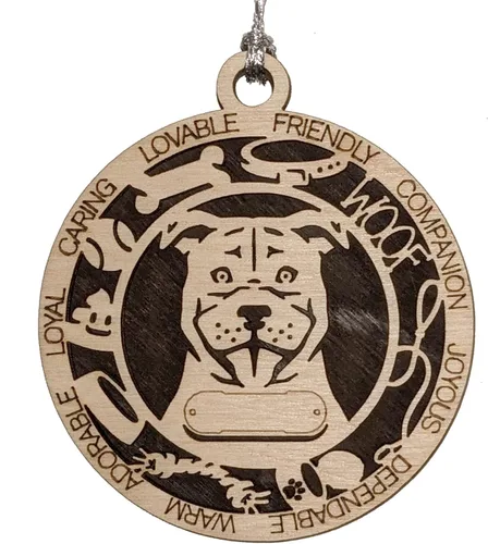 Miniatura 46 de Adorno de Navidad personalizado de madera para perro de 3 pulgadas, nombre y texto personalizables, hecho a mano en Estados Unidos, diseño de corte