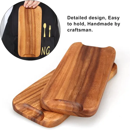 Miniatura 3 de 2 bandejas rectangulares pequeñas de madera decorativas de madera de acacia, platos de queso, bandejas pequeñas para sándwiches de postre, platos