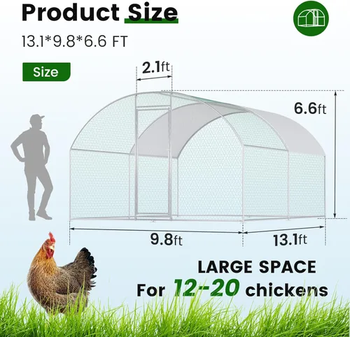 Miniatura 2 de Gallinero Grande de Metal Casa de Pollos Gallineros para Más que Pollos Jaula de Aves de Corral con Cubierta Impermeable para Conejos Patos