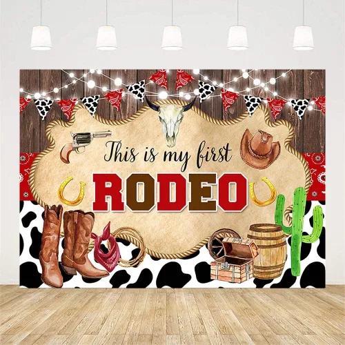 Miniatura 2 de AIBIIN Fondo de 1er cumpleaños con texto en inglés «My First Rodeo», «My First Rodeo», «My First Rodeo», fondo para fotografía fotográfica