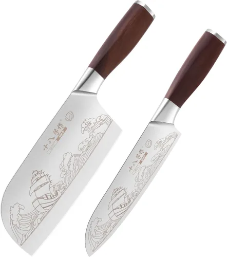 Miniatura 12 de Juego de cuchillos de cocina SHI BA ZI ZUO, cuchillo de carne, cuchillo de chef, cuchillo santoku profesional con mango de diseño ergonómico