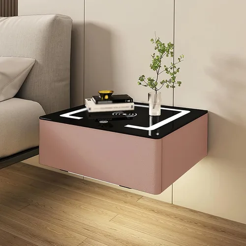 Miniatura 3 de Moderna mesita de noche flotante con cajón, mesita de noche montada en la pared, mesita de noche inteligente, mesita de noche LED inteligente con 1