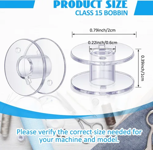 Miniatura 2 de Timgle 200 bobinas para máquina de coser, bobinas de plástico clase 15, compatibles con máquinas de coser SA156, bobinas de bordado, máquinas