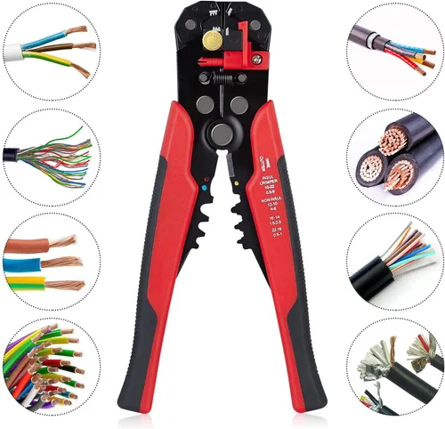 Miniatura 2 de Cortador de alambre autoajustable 3 en 1, herramienta de prensado de alambre, alicates para pelar cables, cortar, prensar 10-24 AWG (0.2-6.0 mm²)