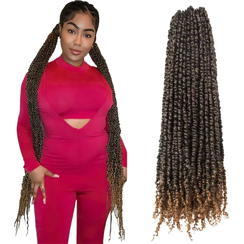 Miniatura 19 de BOHOBABE Cabello de Ganchillo Pre-retorcido Passion Twist de 14 Pulgadas Cabello Corto Ombré Gris Pre-enrollado de Ganchillo Passion Twist para Gris