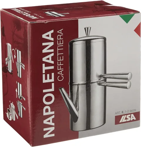 Miniatura 4 de Ilsa Cafetera napolitana, acero inoxidable, plata, 1-2 tazas