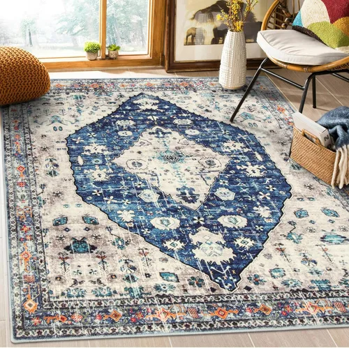 Miniatura 61 de Lahome Alfombra tribal bohemia de 2 x 3 pies, alfombra verde pequeña para entrada, suave, antideslizante, lavable, alfombra de baño bohemia de pelo