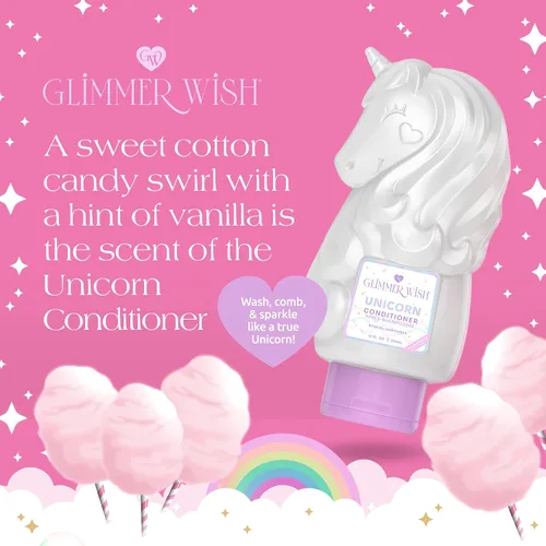 Miniatura 4 de Glimmer Wish - Acondicionador de unicornio para niños, acondicionador libre de parabenos y sulfatos para cabello fuerte y suave, cuidado capilar