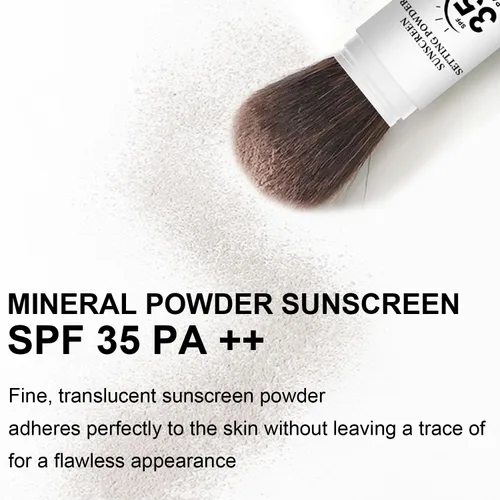 Miniatura 3 de Polvo fijador de protector solar mineral, SPF 35 translúcido suelto para cara y cuero cabelludo, polvo de cepillo mineral, acabado mate natural