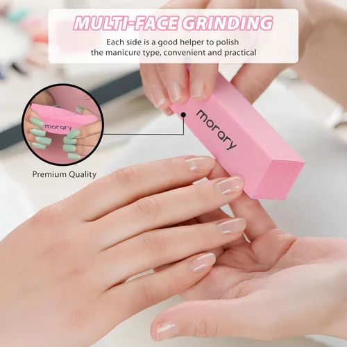 Miniatura 4 de Limas de uñas y pulidoras de 12 piezas, kit de herramientas profesionales de manicura, 6 unidades grises de doble cara de grano 100/180 limas