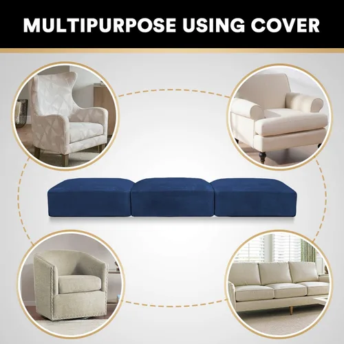 Miniatura 6 de PrinceDeco Fundas de cojín para sofá, funda elástica y lavable, funda de cojín ajustable de tela de terciopelo antideslizante, protector de muebles